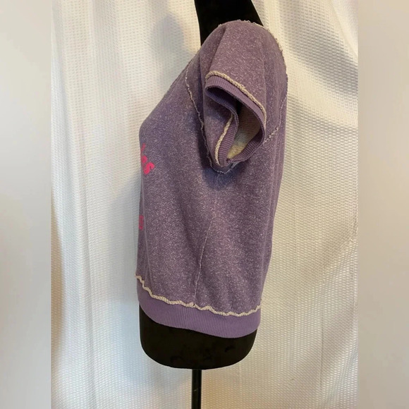 Derek Heart Purple Los Angeles Bulldogs Short Sleeve Sweatshirt Size Large - Picture 3 of 5